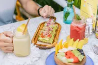Vegan breakfast at The Coco Café in Aruba, enjoyed during a health vacation at Boardwalk Boutique Hotel Aruba.