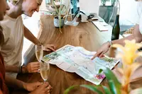 Concierge team at the front desk Boardwalk with the treasure maps 