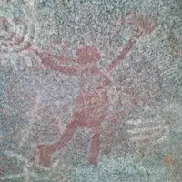 Ancient cave paintings in Arikok National Park Aruba, a cultural highlight visited from Boardwalk Boutique Hotel Aruba.