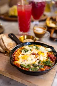 Shakshuka breakfast served at The Coco Café at Boardwalk Boutique Hotel Aruba.