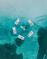 Floating ocean sound bath at Boardwalk Boutique Hotel Aruba