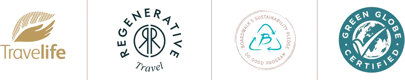 Travelife, Regenerative Travel & Boardwalk Sustainability Pledge - Do Good Program logo's